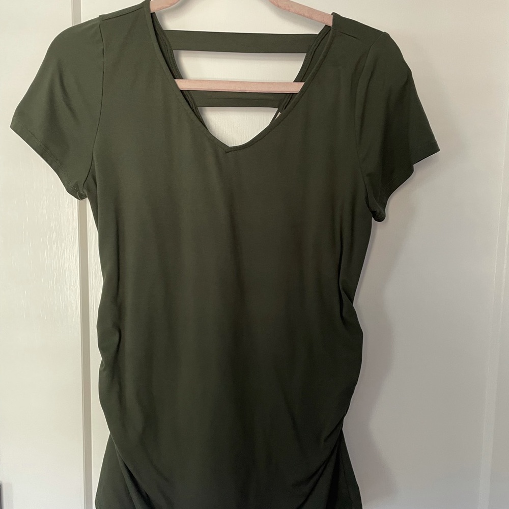 Maternity short sleeved shirt - olive green